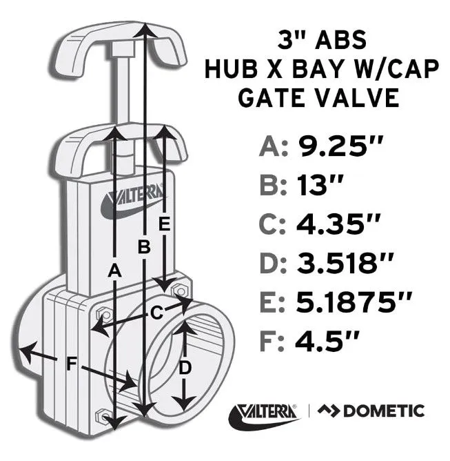 Waste Valve  3in Hub x 3in Bay